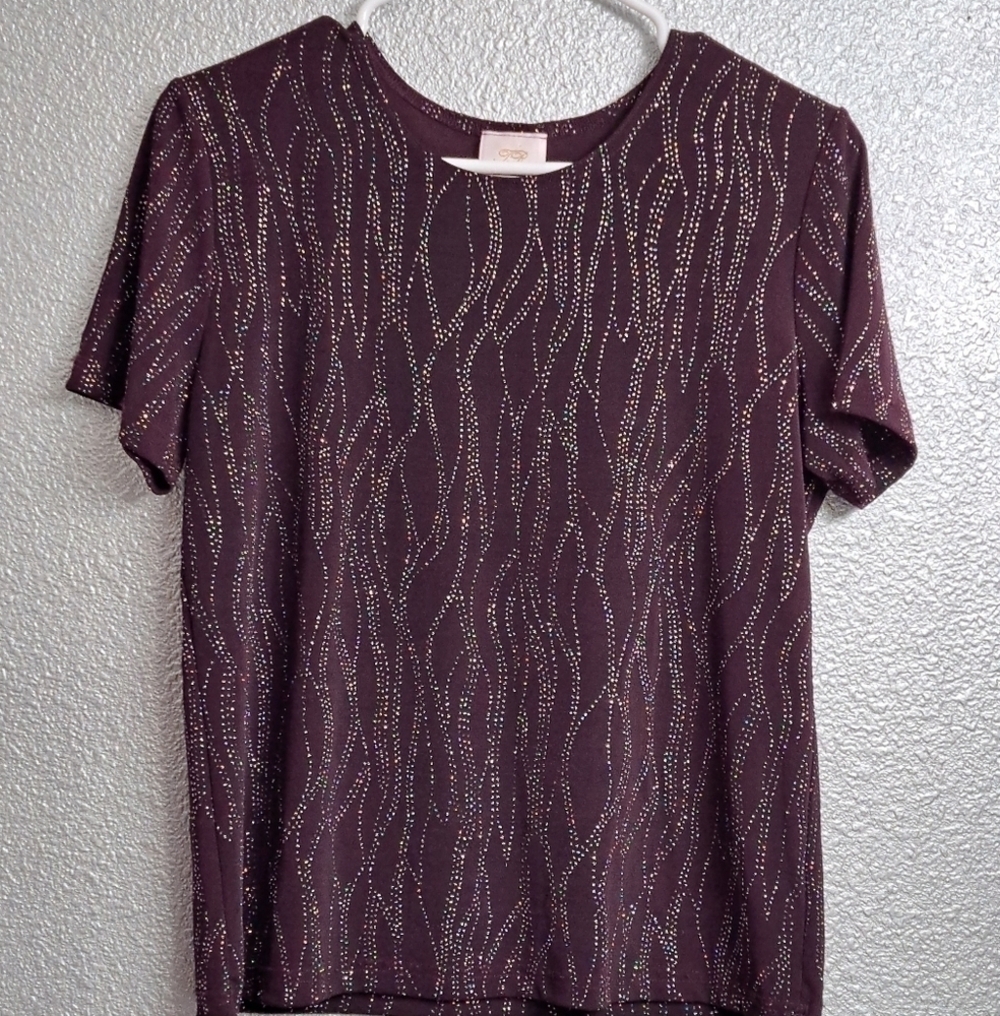 Bentley Deep Purple Sparkly Blouse  Size L